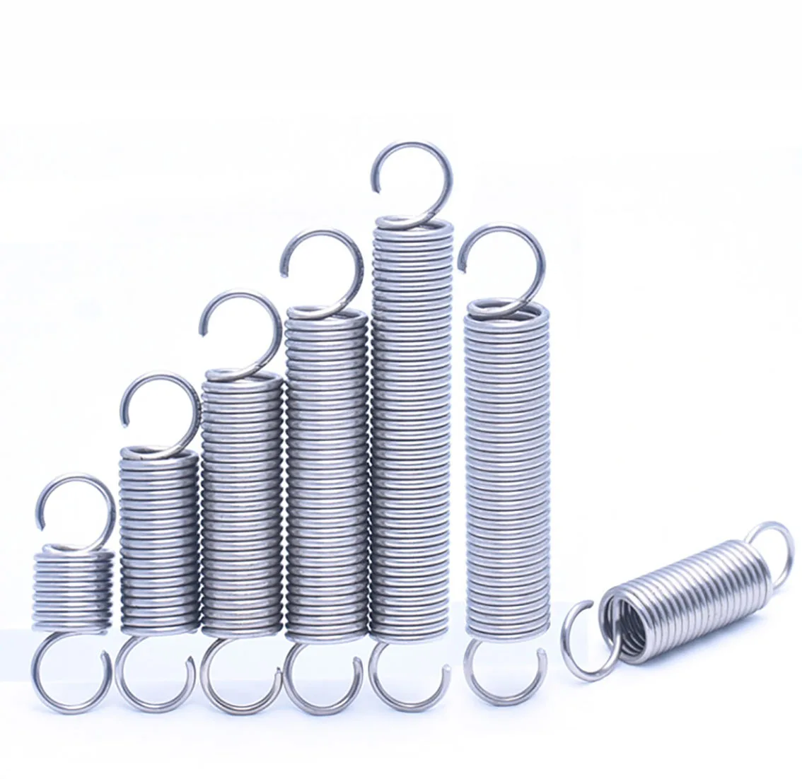 Wire Dia 0.5mm 304 Stainless Steel Open Hook Extension Spring Cylindroid Helical Pullback Tension Coil Spring Length 15-60mm