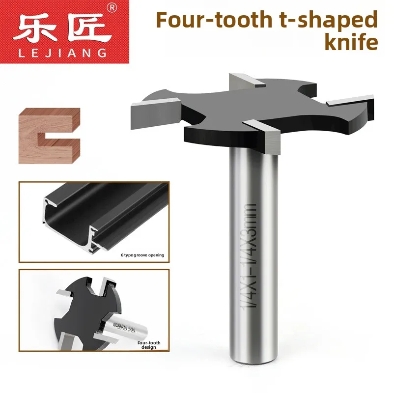 

4 Flute T Shape Router Bit Woodworking Edge Trimmer Slotting Cutter Engraving Machine Grooving Tool