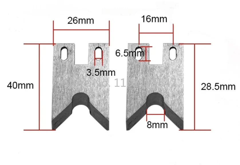 2Pcs Spare Blades for Wire Stripping Machine HSS V/U-shape slot Cutting Knife 40x26x3.0mm