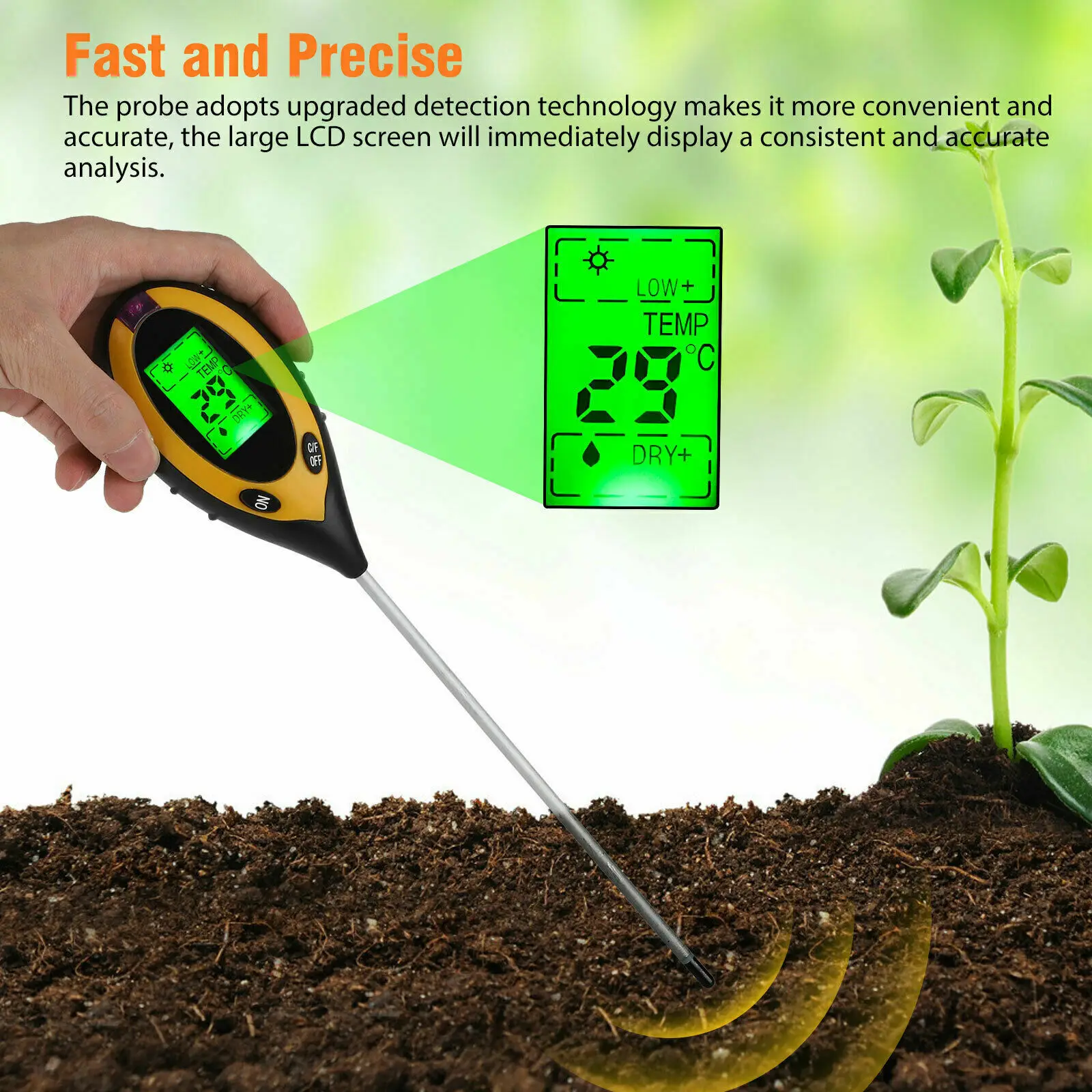 2026 Soil pH Meter 3 in 1/4 in 1 PH Light Moisture Acidity Tester Soil Tester Moisture Meter Plant Soil Tester Kit for Flowers
