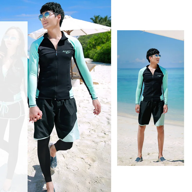 

Rash Guards for Men/Women, Long Sleeve Zip Front UV Sun Protection Jacket/Shirt Trunks Pants Swimsuit Dive Skin Fishing Hiking