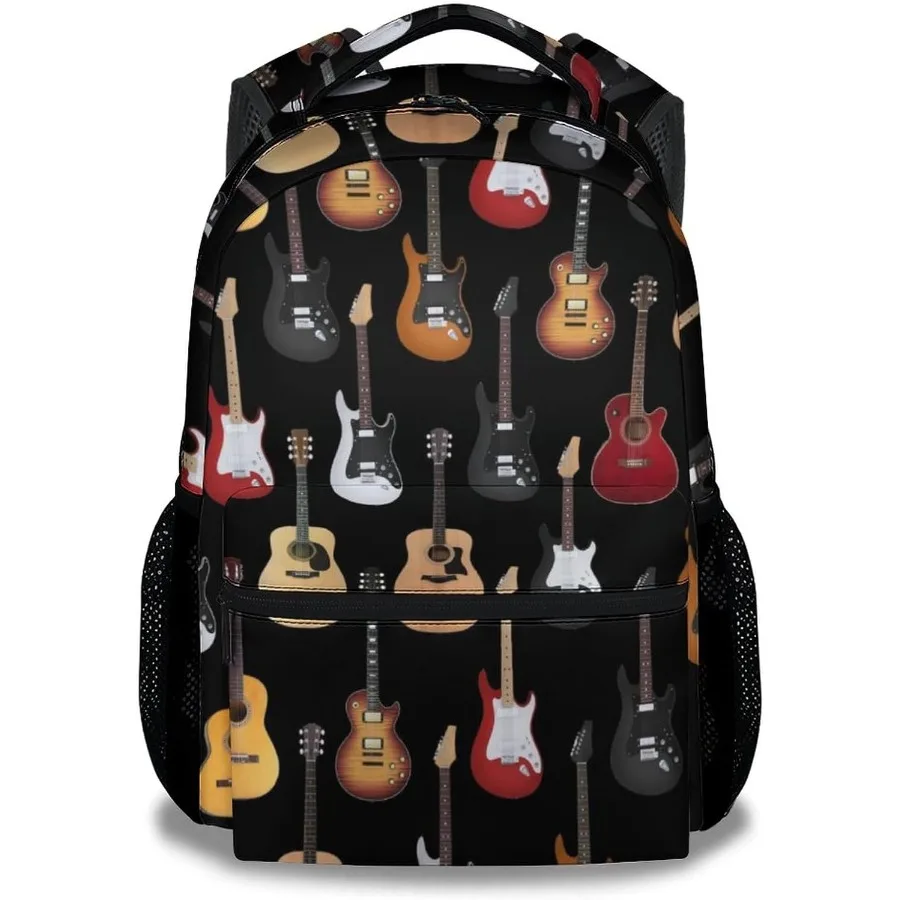 

Mercuryelf Guitar Backpack for Girls Boys 16 Inch Black Backpacks for School Popular Lightweight Bookbag for