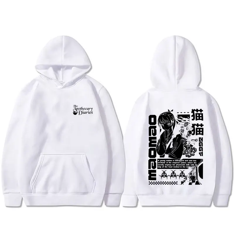 حار أنيمي يوميات الصيدلي هوديي مضحك Kawaii لطيف Maomao الجرافيك البلوز الرجال النساء عادية كنزة بمقاس كبير هوديس