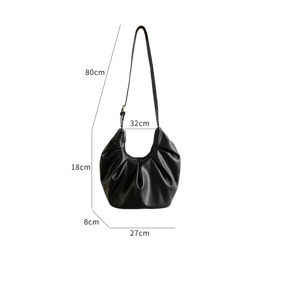 

Dumpling Bag Versatile Pu Leather Shoulder Bag Pleated Croissant Bag Spacious Women'S Underarm Purse For Daily Commute Everyday