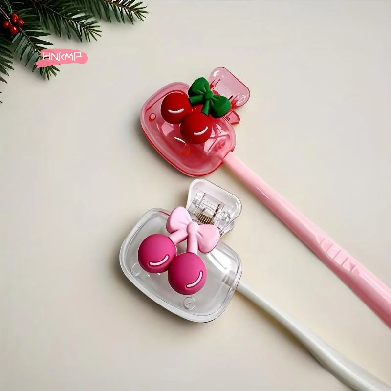 Cute Cherry Bow Toothbrush Storage Holder 1/2Pcs Protect Head with Dual Holes for Drainage And Ventilation
