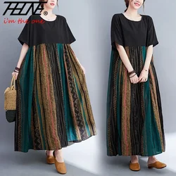 Dress for Women Plus Size Casual Cotton Linen Loose Bohemian Maxi Ladies Long Dresses Vintage Oversized Vestidos Para Mujer