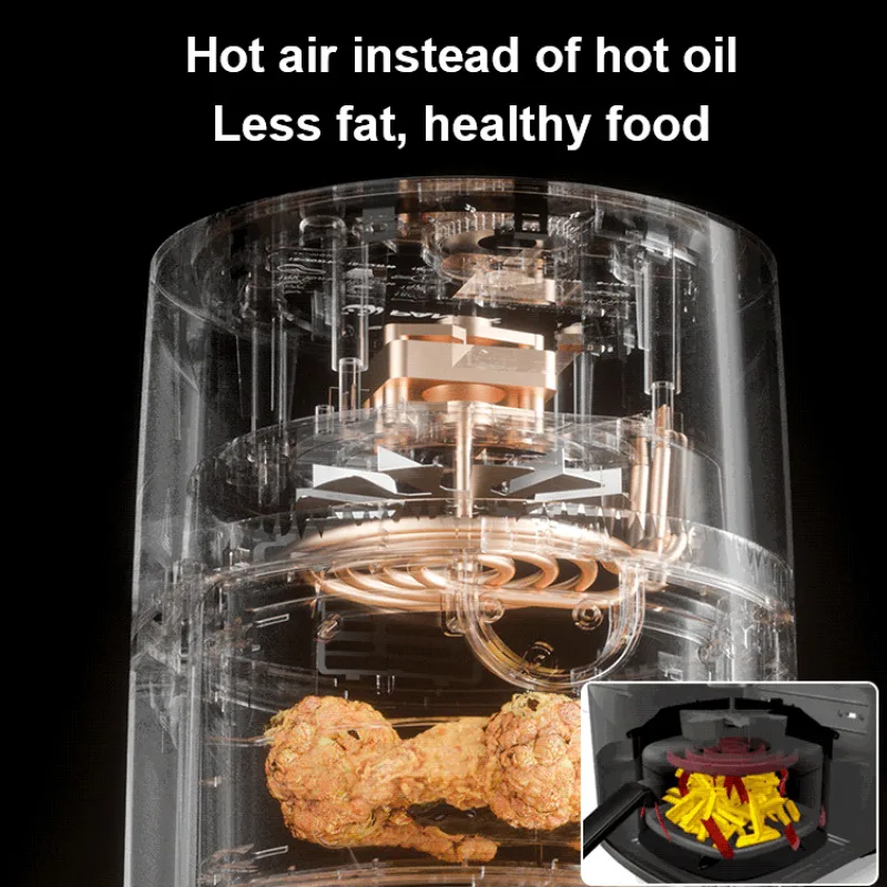 Homeuse oilfree and smokefree automatic largecapacity intelligent multifunctional electric fryer