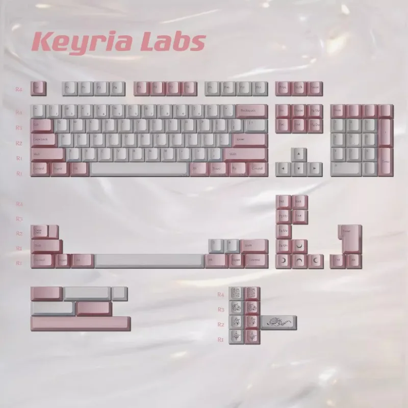 Exclusivity Pearl Theme Key Caps Set Cherry Profile ABS Hand Sprayed & Screen Printing Artisan Keycaps for Mechanical Keyboards