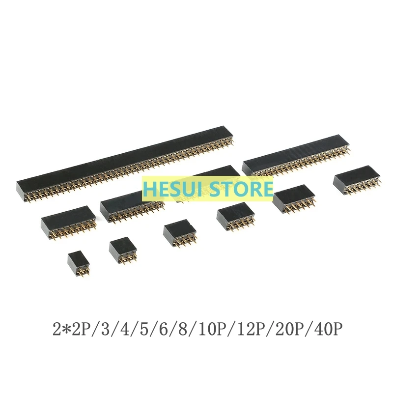 Pitch 2.54mm Double Row Female Socket 2*2P/3/4/5/6/8/10P/12P/20P/40P