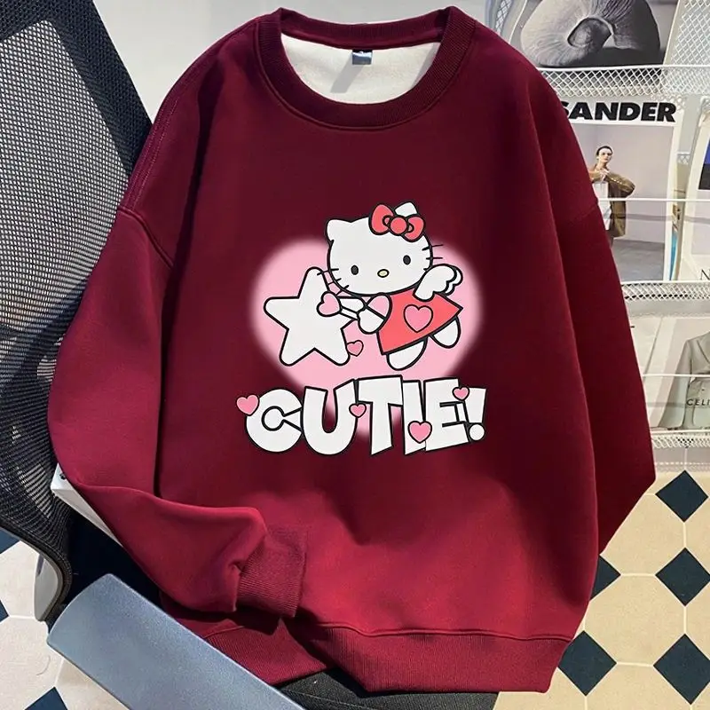 Sanrio Hello Kitty Five Colors Sweatshirt Women's 2024 New Spring Autumn Cartoon Comfortable Loose Hooded Top Kawaii Gift