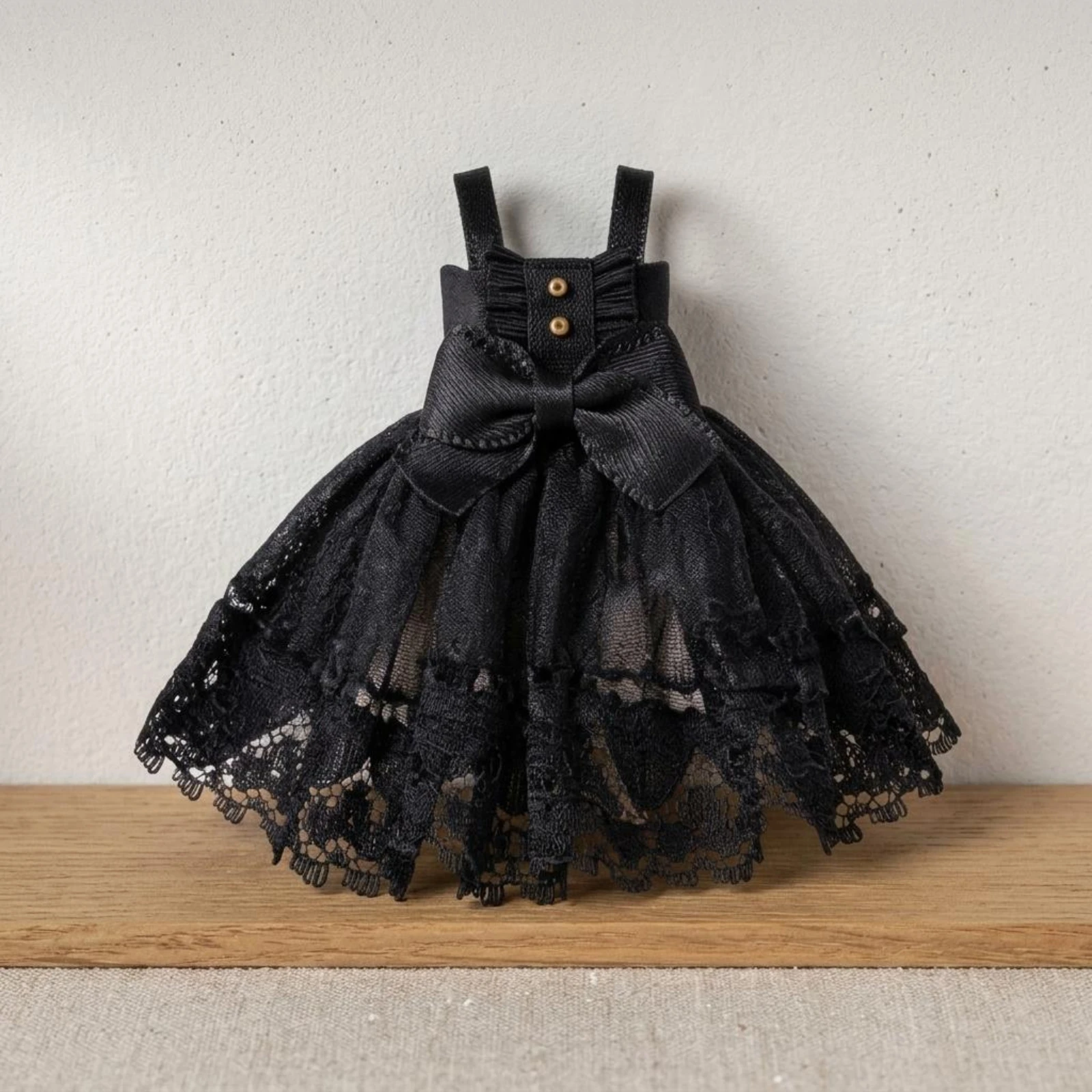 OB11 Doll Dress Layered Skirt Sleeveless Doll Dress 1/12 BJD Outfit Wide Shoulder Straps Toy Wardrobe Bow Waist