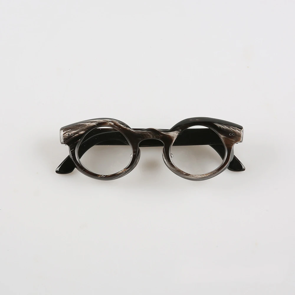 Eyeglass Frames Vintage Stripes Irregularity Handmade Buffalo Horn Thick Prescription Man Glasses Frames Optical Lenses Eyewear