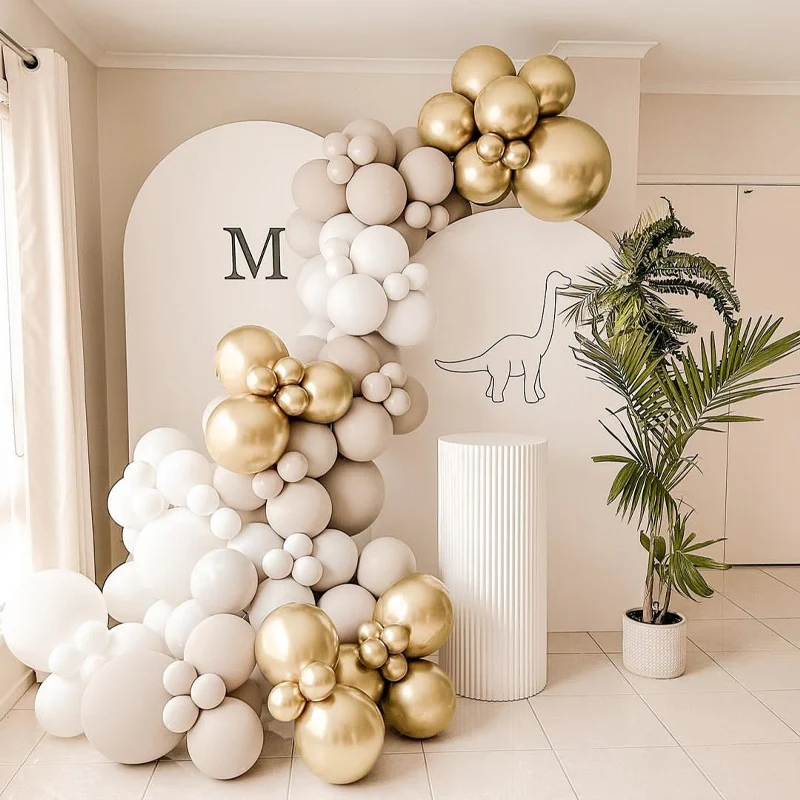 White Beige Balloon Garland Arch Kit Rustic Wedding Balloon Cream Gold Birthday Baby Shower Christening Engagement