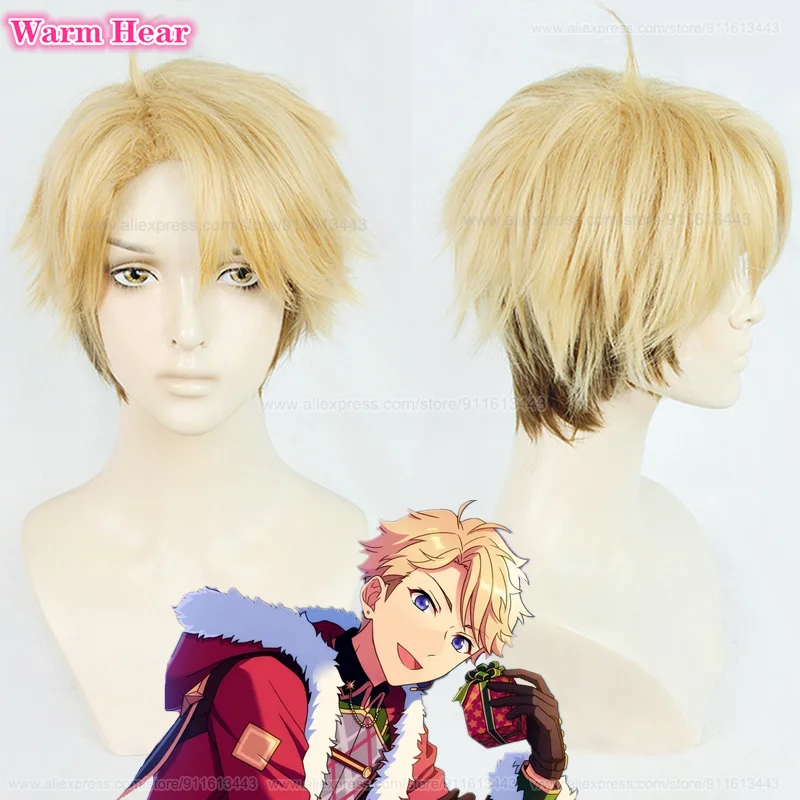 

ES Arashi Narukami Arashi Cosplay Wig Linen Blonde Ombre Heat Resistant Synthetic Hair Halloween Wig + wig cap