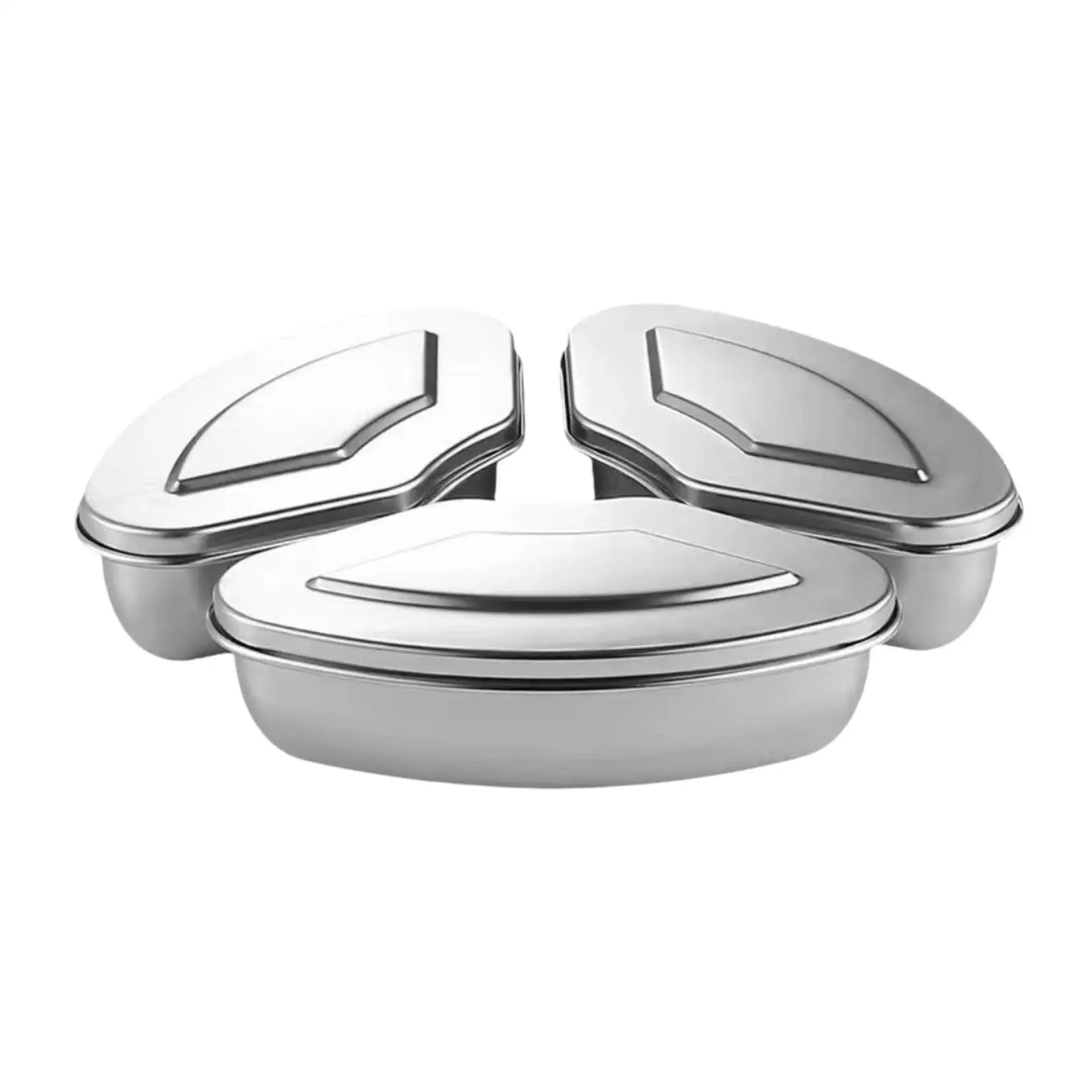 3 قطعة صناديق الطعام البخاري مع الأغطية أواني المطبخ صندوق أطباق متعدد الأغراض لوعاء مقلاة الهواء لإعداد سريع على شكل مروحة الوجبات #2