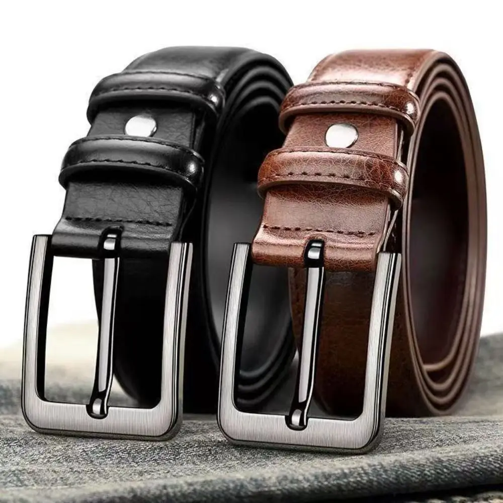 

Waist Accessories Retro Men PU Belt Versatile Texture Alloy Leather Belt Classic Durable Pin Buckle Belt Male