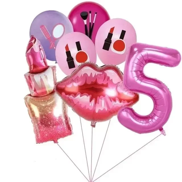 Spa Make-up Geburtstagsparty-Zubehör Kosmetik Mädchen-Geschenke Tischgeschirr Teller Becher Luftballons für Mädchen-Geburtstagsfeier Hochzeitsdekoration – Detail 22