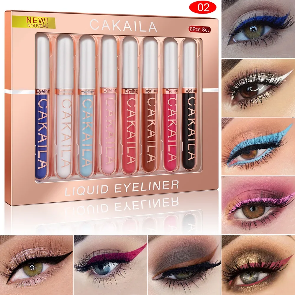 Colorful Eye Liner Pen Sets Matte Waterproof Eyeliner Kits Makeup Eyes Make Up Eyeshadow Cosmetics Liquid Eyeliners 8 Colors/Box