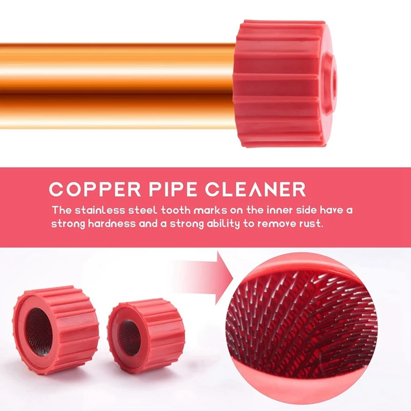 3Pcs Copper Pipe Cleaner Set 1/2 Inch, 3/4 Inch And 1 Inch Copper Tube Brush Plumbing Cleaning Brush Easy Install Easy To Use