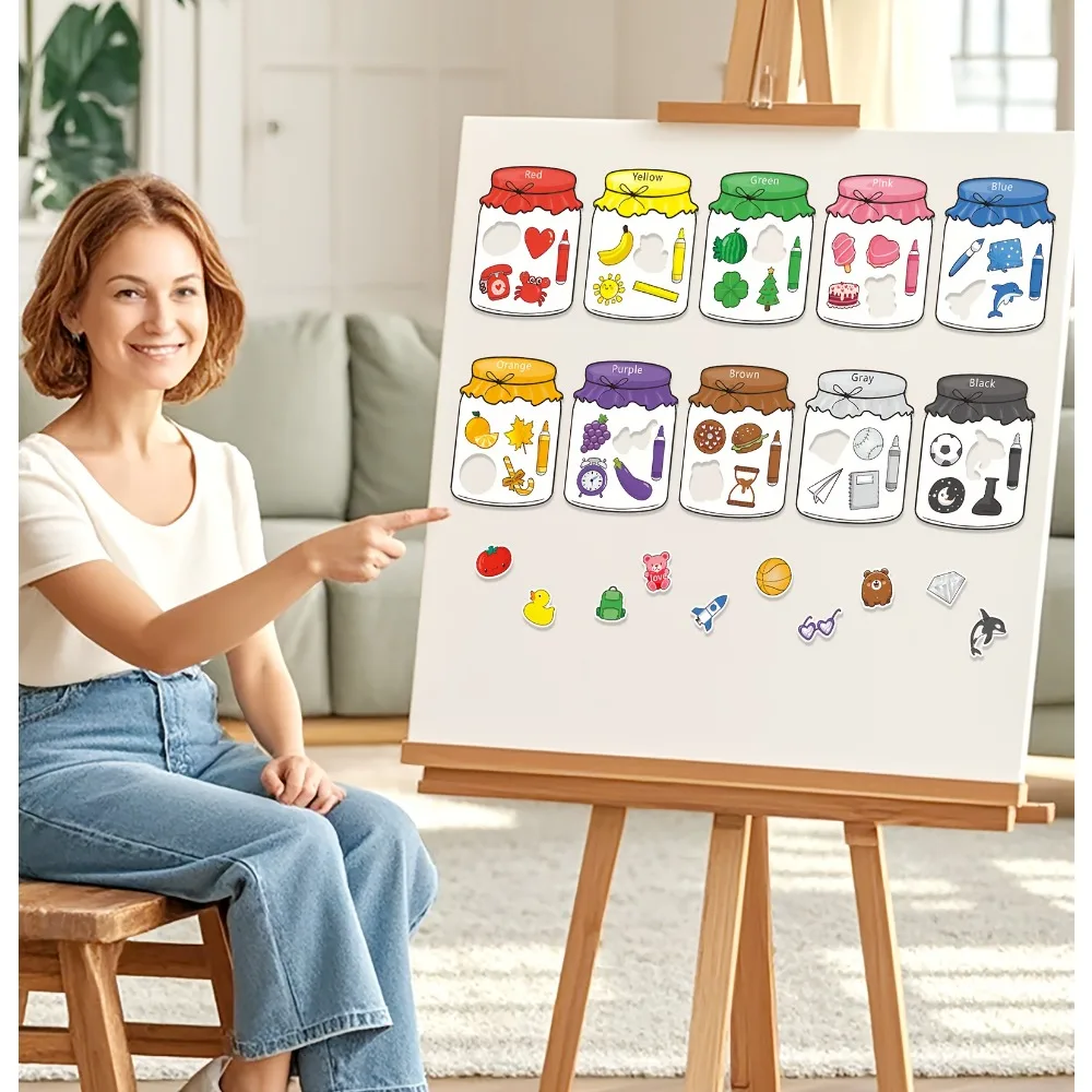 Ensemble de tri magnétique à reconnaissance de couleur, jouets éducatifs de fruits pour bébés et tout-petits, aimants pour réfrigérateur et tableau blanc