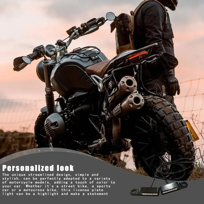 Motorcycle Waterproof Plate Light 1 Pair Yellow Lighting Aluminum Alloy Plate Light Dustproof Safe Riding License Plate Tail