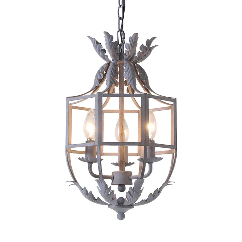 

American rural retro old wrought iron chandelier living room dining hall entrance chandelier home light luxury