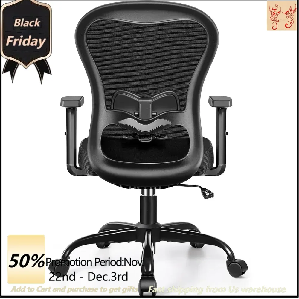 

Office chair, ergonomic, high-back breathable mesh chair with adjustable lumbar support 2D armrests, on wheels