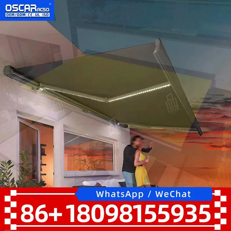 Customizable Sturdy Aluminum Alloy Folding Canopy Oxford Fabric Electric Awning for Outdoor Swimming Pool Rainproof Use Retracta
