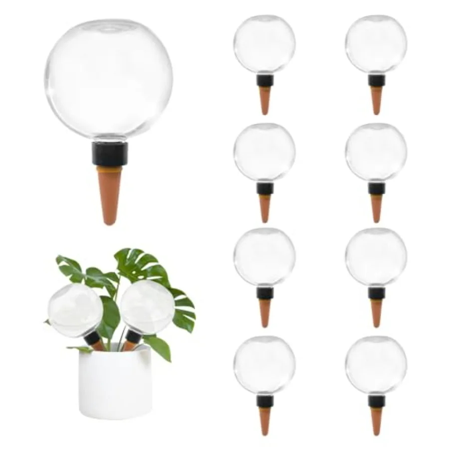 

9 Pack Self Watering Globes for Indoor Plant Plastic Water Bulbs 17.5 oz Automatic Watering Planter Insert Top Fill with Slow R