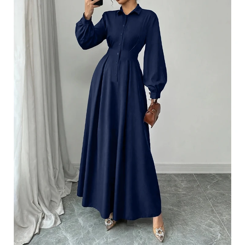 FFF.DUO herbst temperament Französisch Laterne Hülse Ballkleid Lange Kleider Elegante frauen einfarbig Hohe Elastische Taille Maxi Kleid