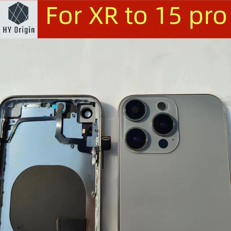 DIY housing For XR Like 15 Pro Housing XR Up To 15 Pro Housing Back DIY Back Cover Housing Battery Middle Frame Replacement