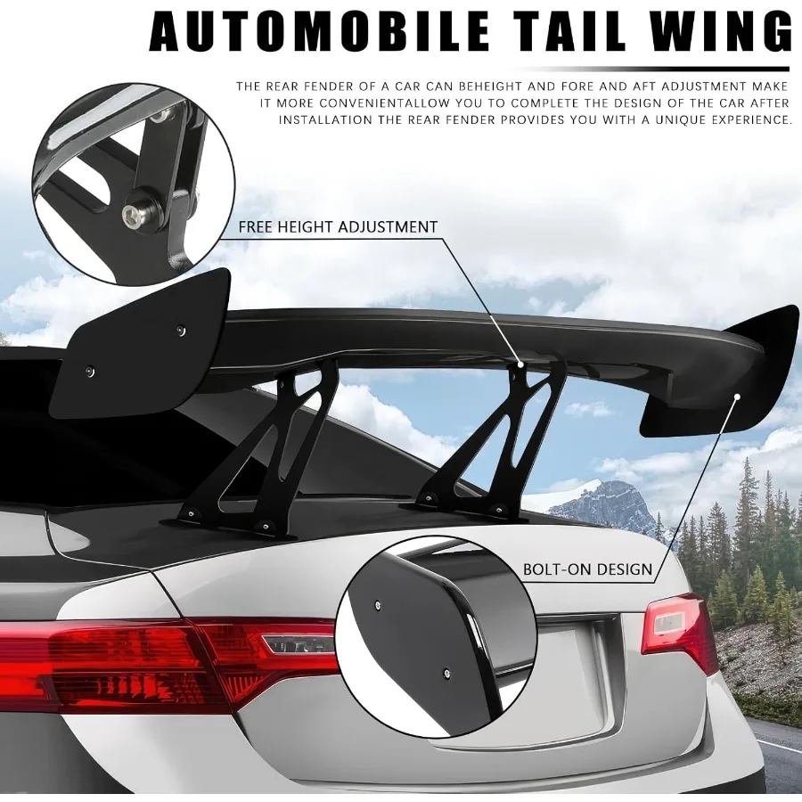 57 Inch Universal Rear Spoiler GT Style Car Trunk Wing Spoiler for Chevy Corvette C8 C7 Camaro Mazda Miata RX-7 Nissan Lexus To