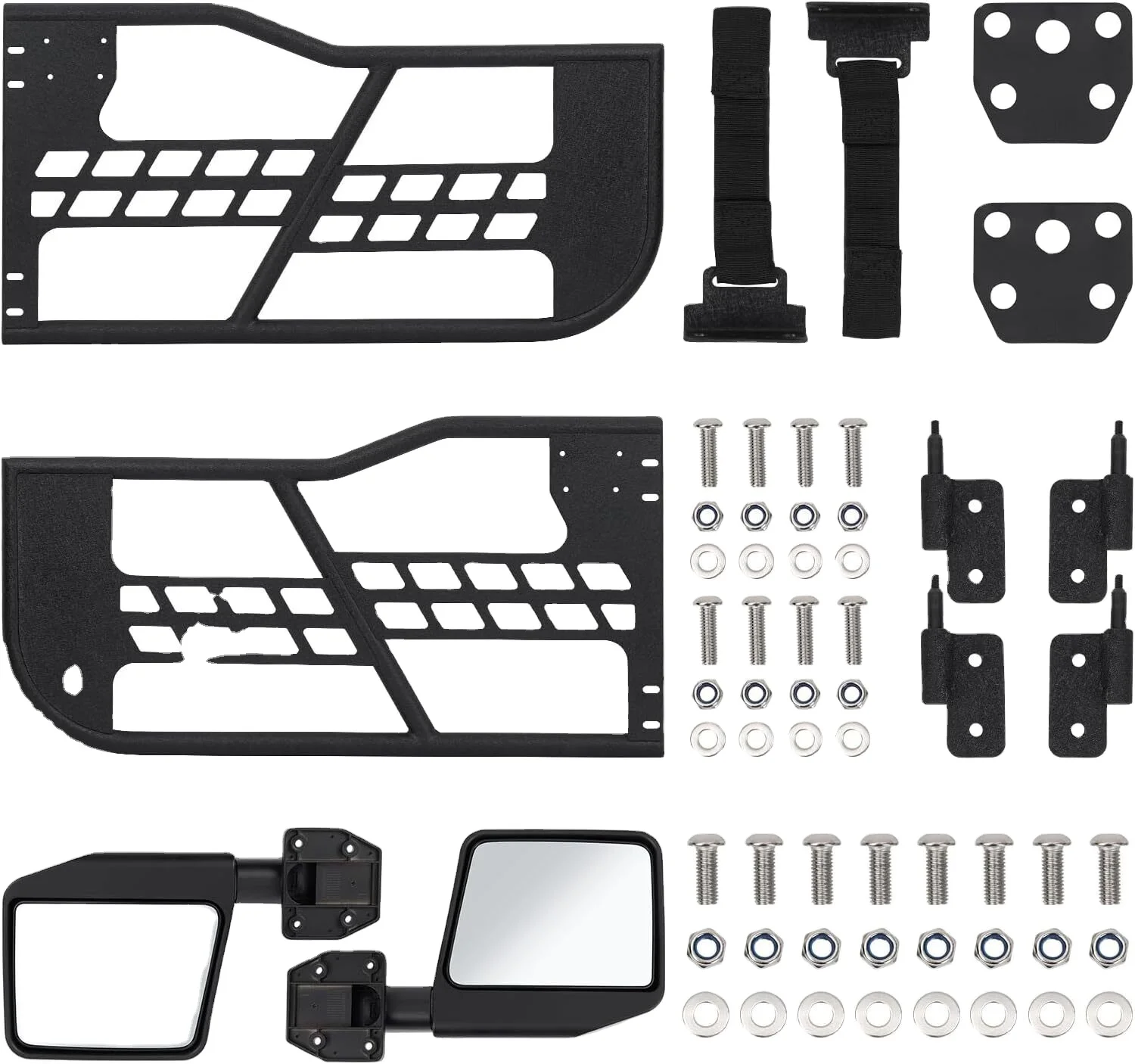 

VISHN Half Door For Jeep 2018-2024 Wrangler JL 2-Door Off-Road Safiri Half Door W/ Mirror Black Steel Tubular