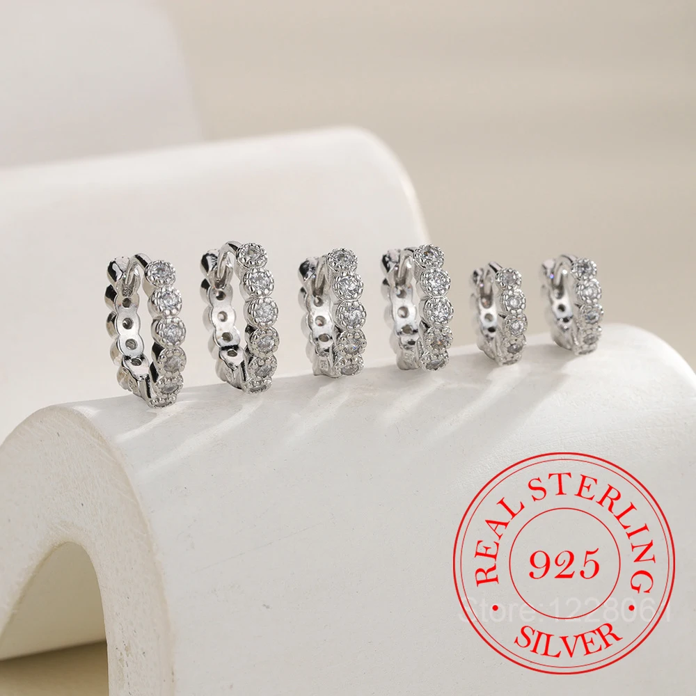 

925 Sterling Silver Jewelry Luxury Crystal Hoop Earrings for Women Wedding Party Jewelry Girls Friend Gift
