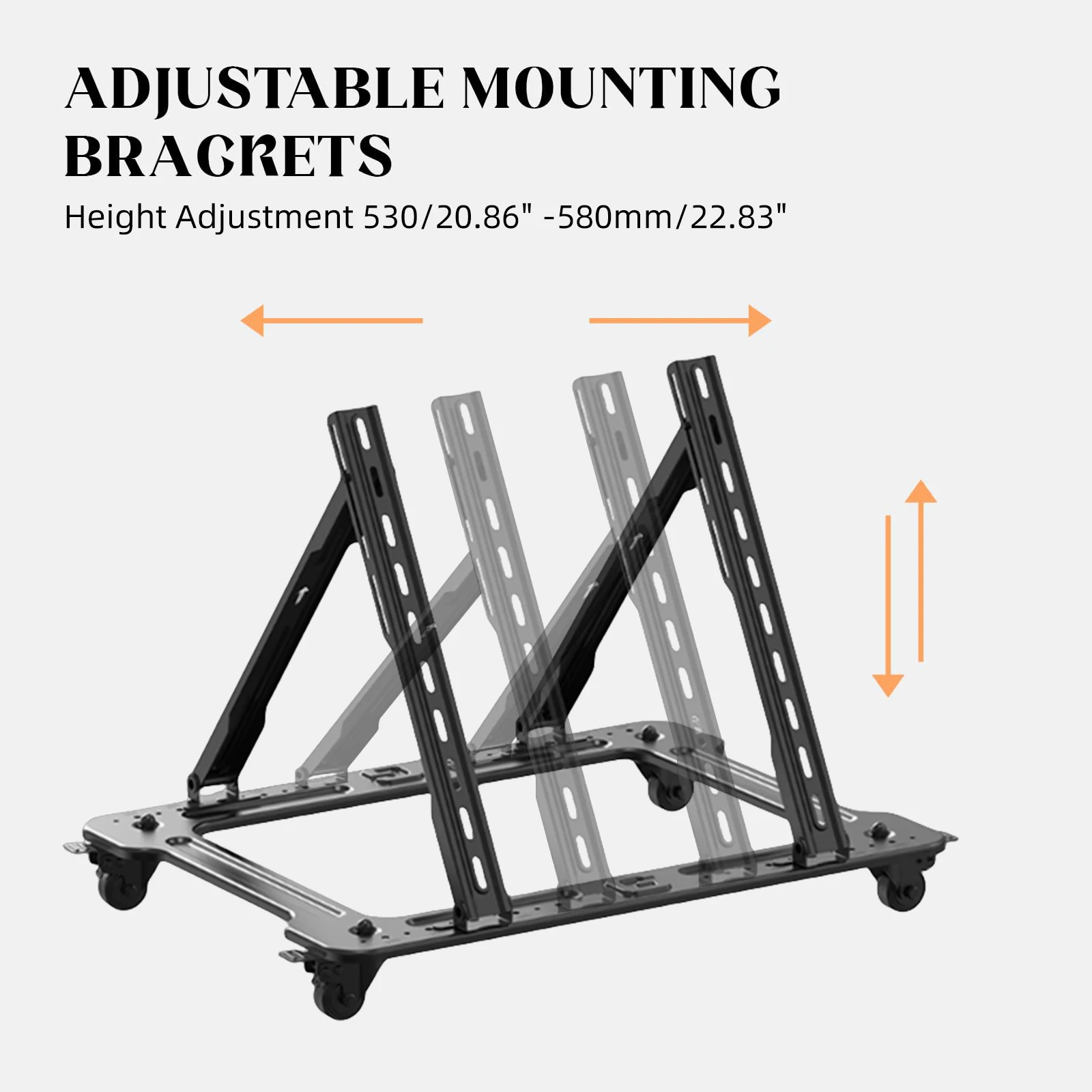 Low Height Mobile TV Stand Adjustable 30° Viewing Angle Monitor Floor Stand Cart Rolling TV Mount with Wheels for 32-75inch