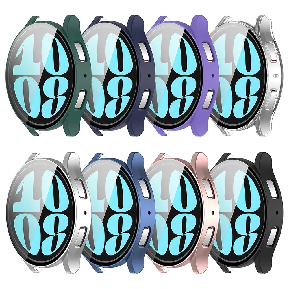 قذيفة واقية لساعة سامسونج جالاكسي 6 ، واقي شاشة كامل ، قطعة + زجاج ، 40 مللي متر ، 44 مللي متر