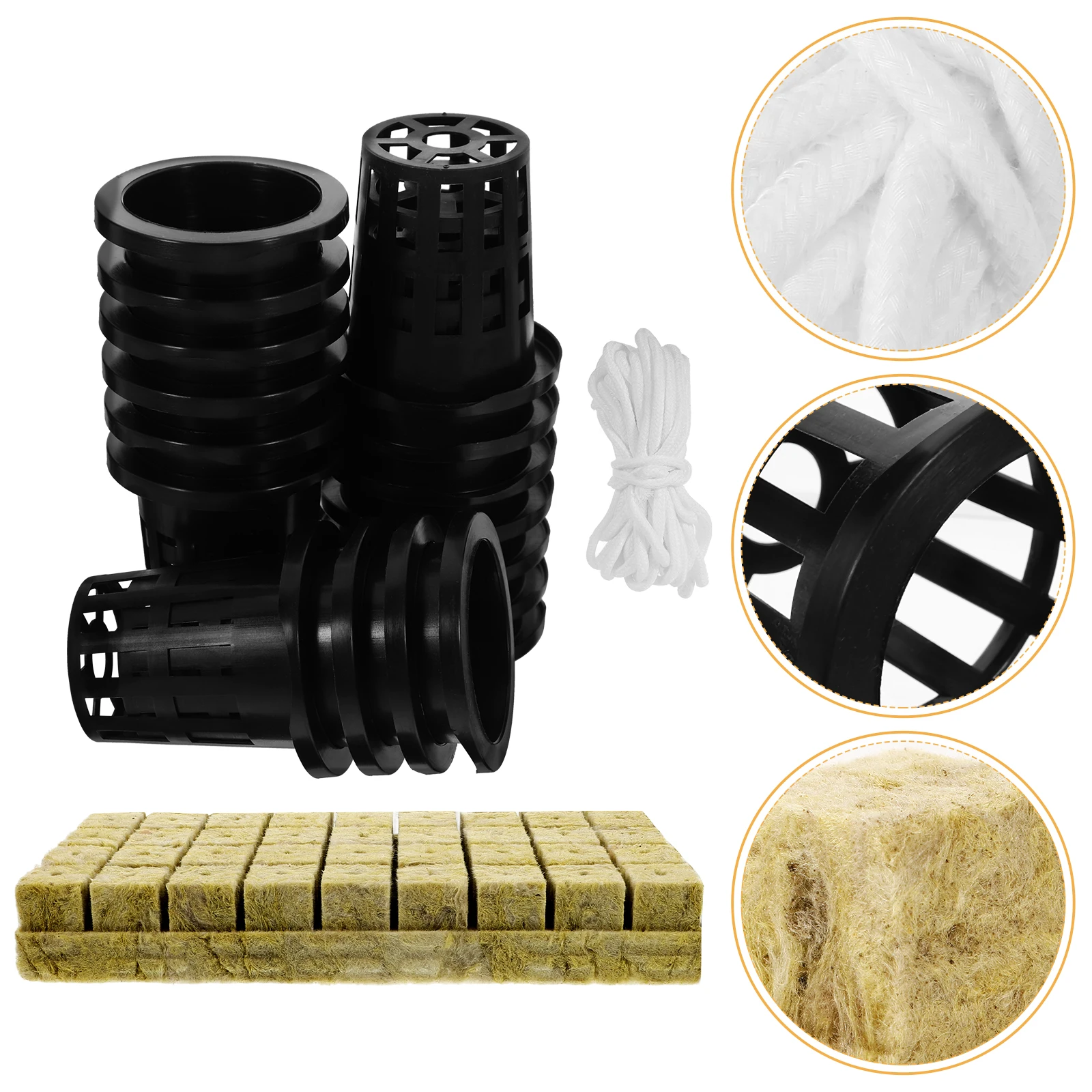 

1 set Hydroponics Planting Basket Set Mesh Grow Pots Cotton For Indoor Garden Microgreens System Accessories Kit
