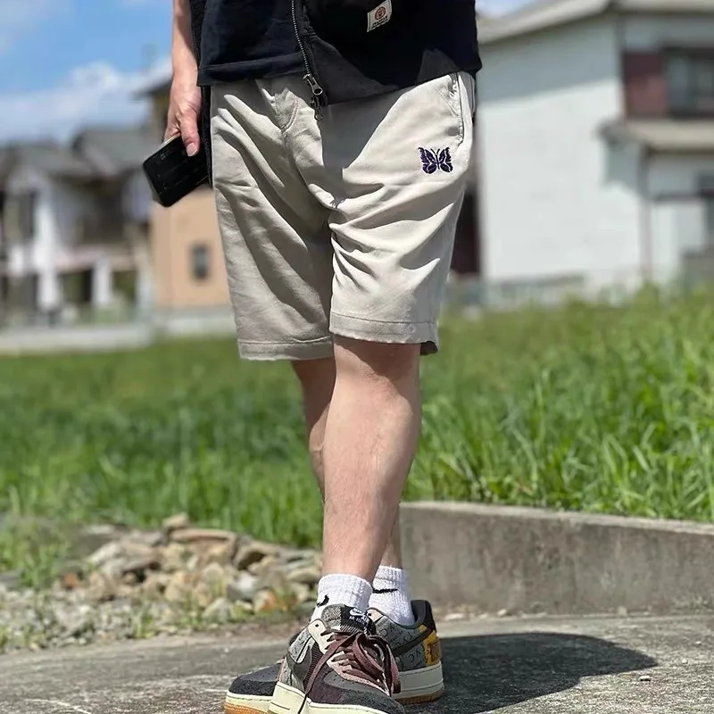 

Needles ssz Track Butterfly Embroidered 5-Pocket Pants Japanese Fashion Brand Retro Silky Soft Loose Casual Shorts