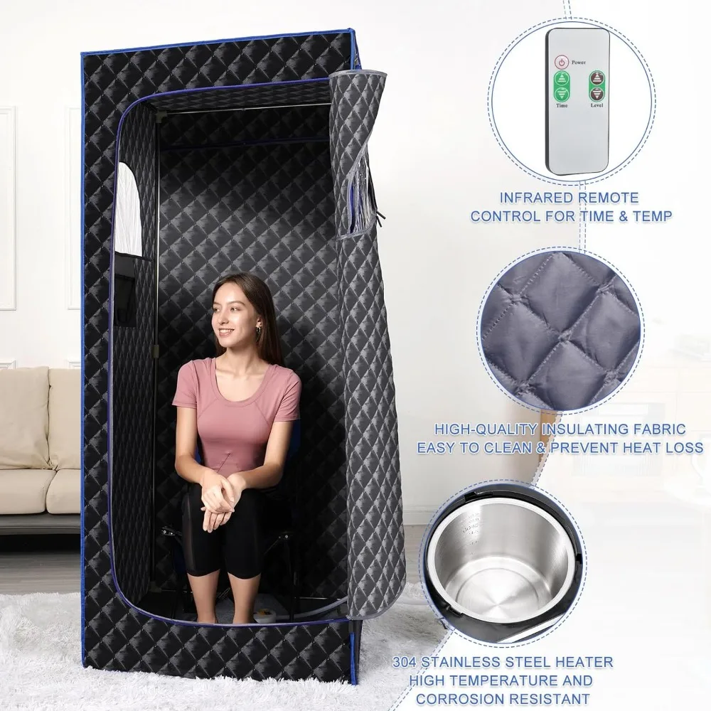 Imagem -03 - Caixa Sauna Portátil com Massageador pé Único Personol Sauna a Vapor Tenda Grande Espaço Controle Remoto Incluído