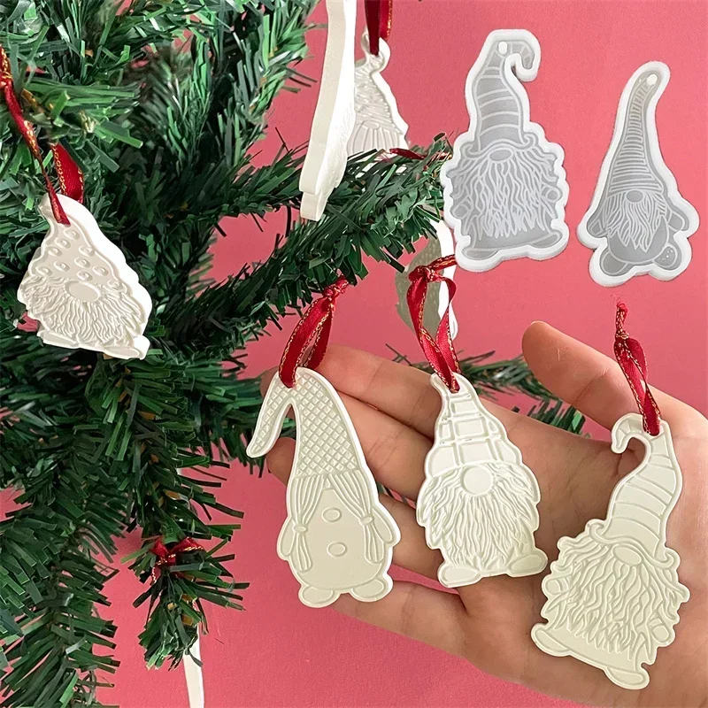 Christmas Tree Pendant Easter Dwarf Keychain Diy Key Pendant Decoration Silicone Mold Epoxy Resin Molds Crafts Mould