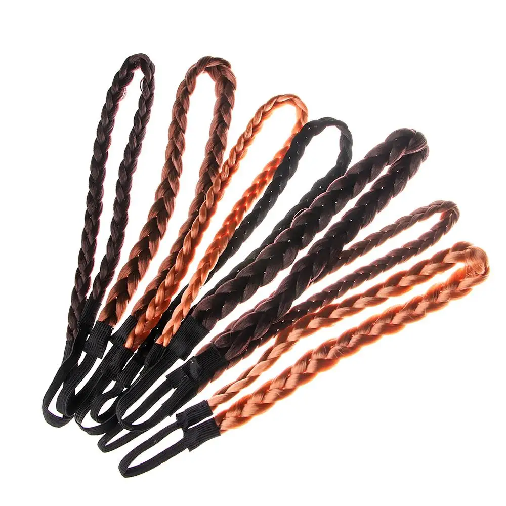 Vintage Wedding Elastic Headwear Women Head hoop Twisted Wig Headband Hair Bands Synthetic Wig Braided Headband