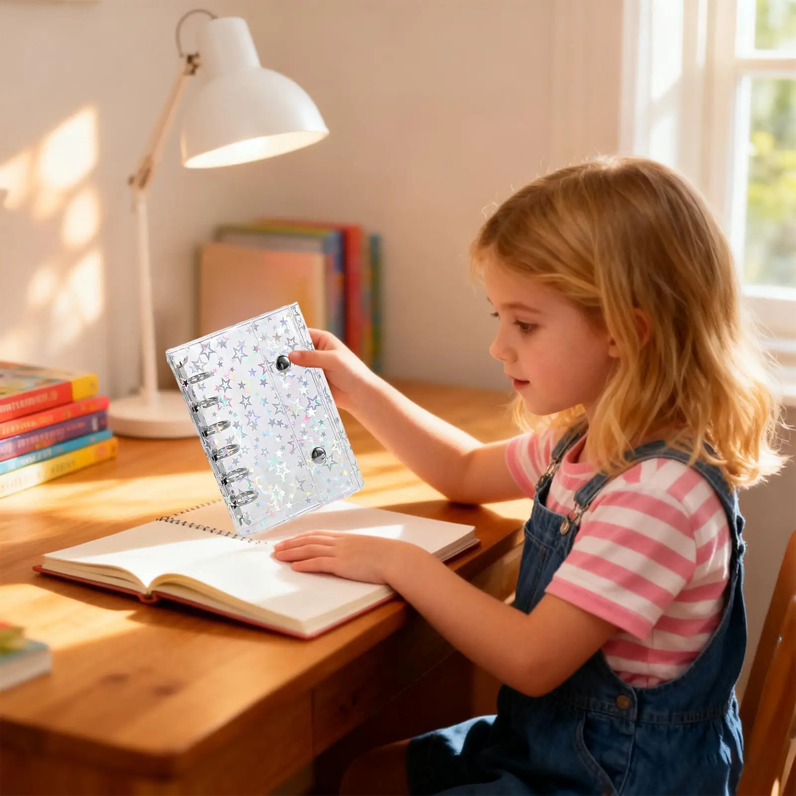 الموثق لجمع الملصقات قفل إغلاق سجل القصاصات ملصق ألبوم التخزين للدراسة ملاحظة بطاقات مرسومة باليد الفتيات الطلاب الاطفال #4