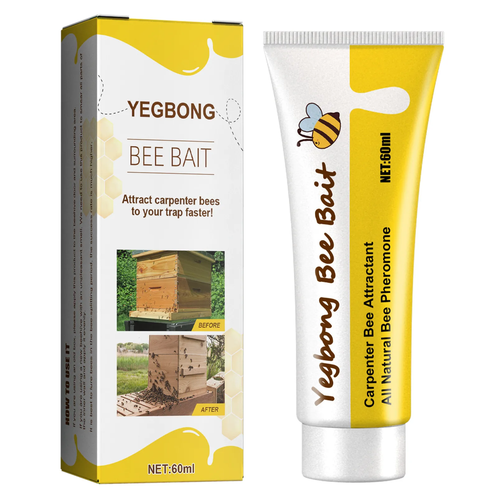 60ml Bee Bait All-Natural Cream Bee Attractant Practical Labor-saving Bee Lure Tools for Attracting Bees Hive Bait Tool