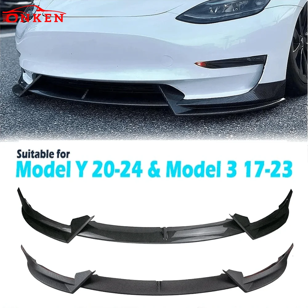 

Front Bumper Front Lip Front Shovel kit 2017-2023 for Tesla Model 3 Model Y Sedan Body Spoiler Splitter Kit