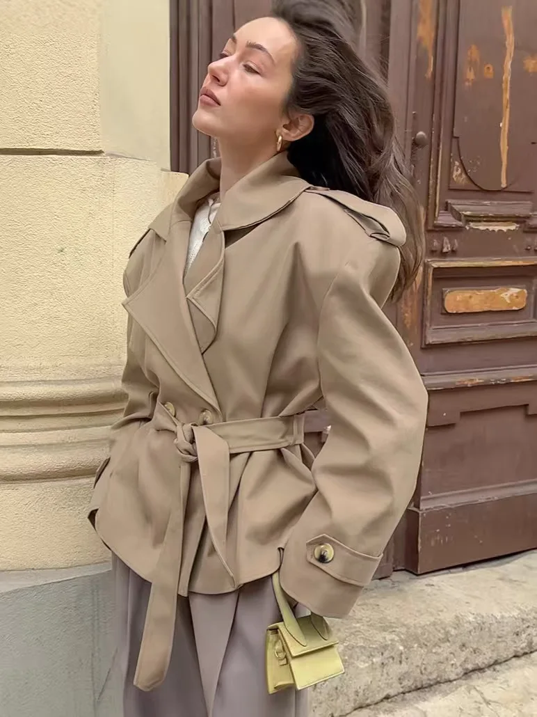 Faionable ort خندق معطف المرأة فضفاضة عادية Sle تخفيف أنبوب مستقيم Sve طويل زر واحد لون نقي سترة واقية