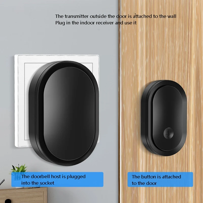 CACAZI campanello per porta a lunga distanza impermeabile senza fili intelligente 36 campanelli Home Cordless Door Ring Dong Calling Bell US Plug C