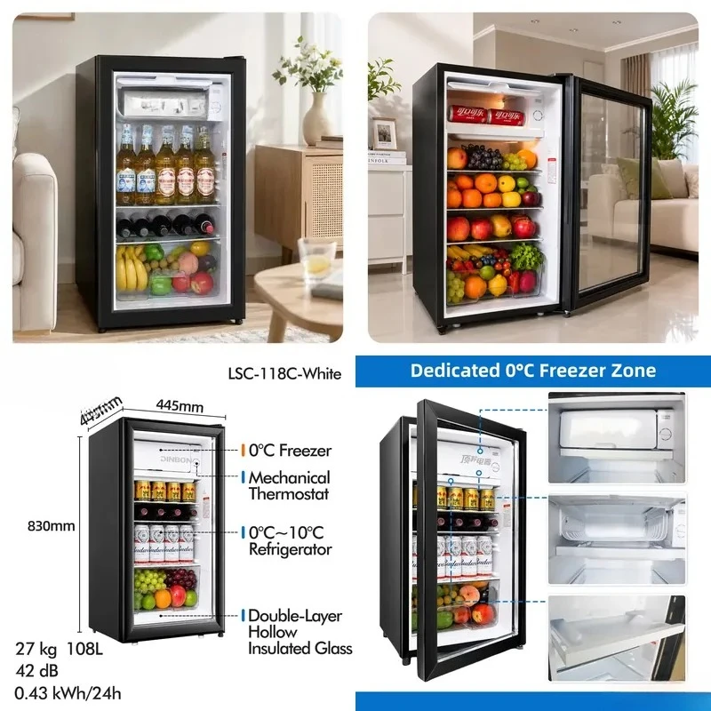 for 108L Compressor Steel Electric Mini Refrigerator Beverage Cooler Hotel Cooling Equipment Cellar Wine Cabinet
