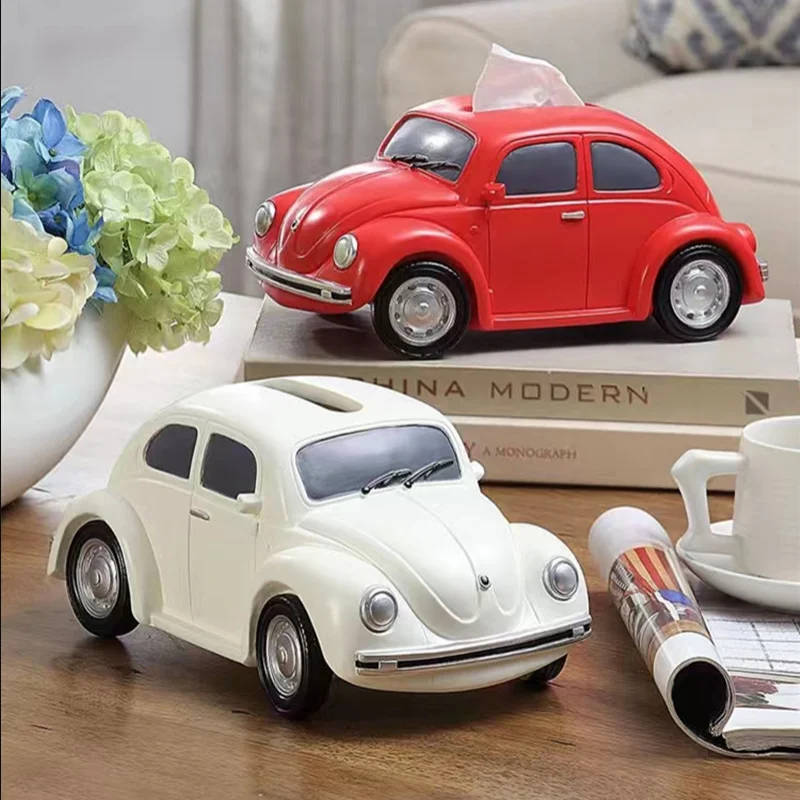 Beetle Car Tissue Box Creative Car Model Tissue Holder Box For Kids Room Resin Beetle Car Model Ornaments Office Home Decor