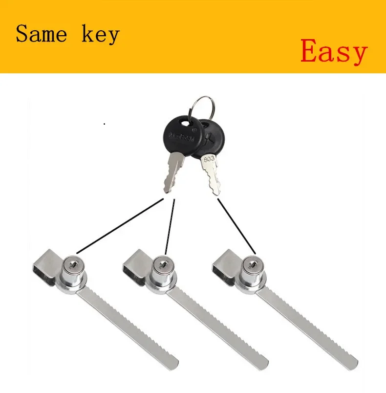 3 Same Key Sliding Window Glass Cabinet Lock with Key for Mobile Showcase Display Case Furniture Glass Push Door Hardware Locks