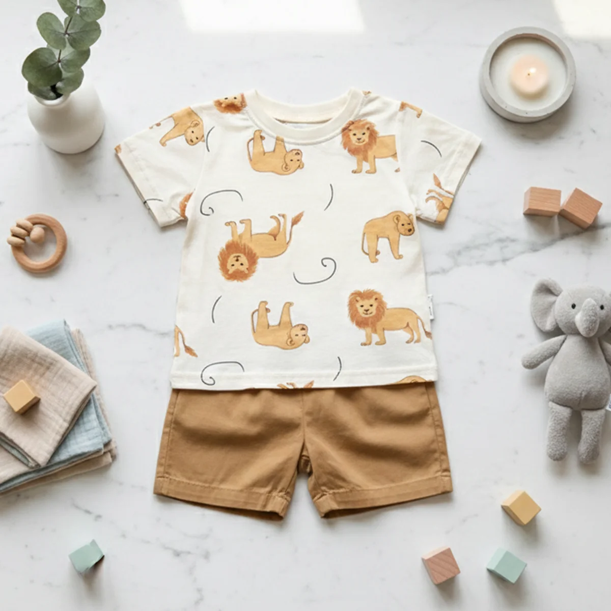 

Летние комплекты одежды для мальчиков с милыми животными: футболка и шорты, 2 предмета, модный дизайн